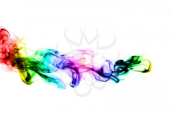 Colorful fume abstract shape over white background