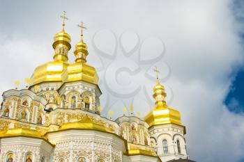 Cupola of Orthodox church and Cloudy sky. Kiev-Pecherskaya Laura.