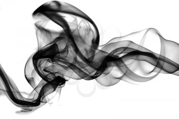 Grey and black magic smoke shapes over the white background