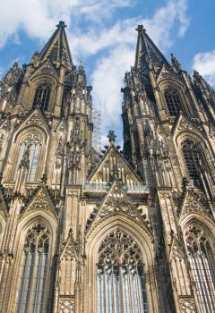 Koelner Dom (Cologne Cathedral) over blue sky in Koelne (Cologne)