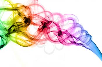 Magic colored fume shapes over the white background