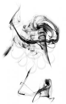 Puff of black abstract smoke on the white background