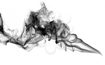 Puff of black abstract smoke over white background