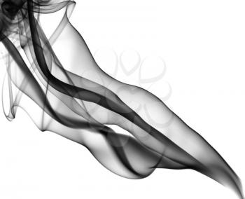 Puff of black abstract smoke patterns over the white background