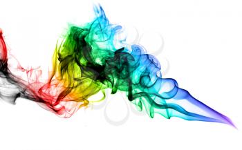 Puff of colored abstract smoke over white background