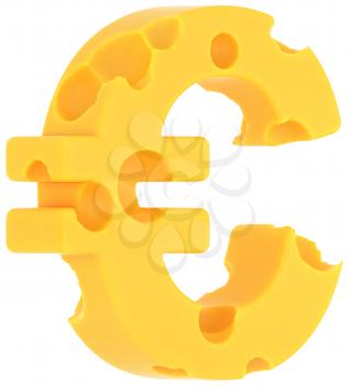 Cheeze font euro currency sign isolated over white background