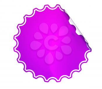 Magenta round sticker or label over white background