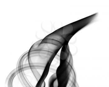 Abstract black smoke swirl over the white background