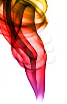 Abstract colorful smoke shape over the white background