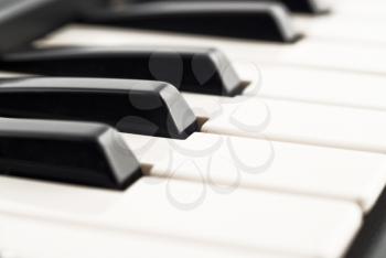 Black and white - Piano keyboard closeup (shallow DOF)