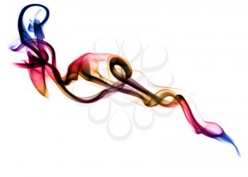 Bright colorful fume abstract over the white background