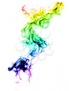 Colorful smoke abstract over white background