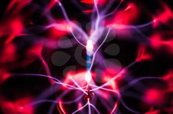 Science abstract: plasma gas bright beams on black