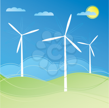 Royalty Free Clipart Image of a Wind Farm