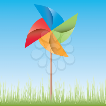 Royalty Free Clipart Image of a Pinwheel Outside