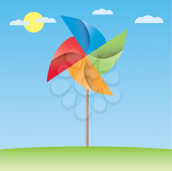 Royalty Free Clipart Image of a Pinwheel Outside