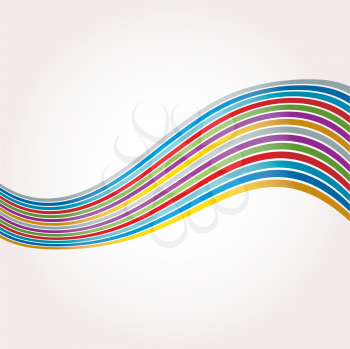 Royalty Free Clipart Image of a Striped Wavy Rainbow Band