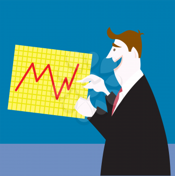 Royalty Free Clipart Image of a Man Showing a Graph