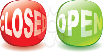Royalty Free Clipart Image of Closed and Open Buttons