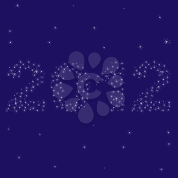 Royalty Free Clipart Image of a Blue Background With 2012 in Stars