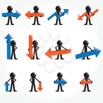 Royalty Free Clipart Image of People With Arrows
