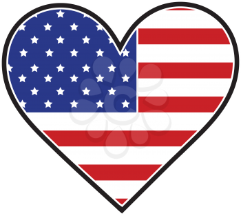 Royalty Free Clipart Image of an American Flag in a Heart