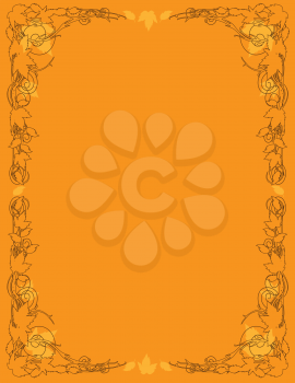 Royalty Free Clipart Image of a Background With an Autumn Leaf Frame