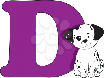 Royalty Free Clipart Image of a Dog Beside a D