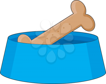 Royalty Free Clipart Image of a Dog Biscuit in a Bowl
