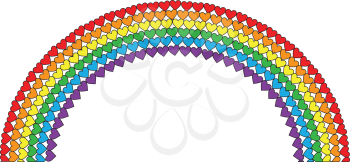 Royalty Free Clipart Image of a Rainbow of Hearts