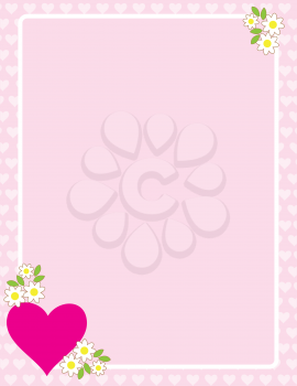 Royalty Free Clipart Image of a Pink Frame With a Heart and Flowers