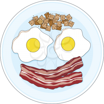 Royalty Free Clipart Image of Bacon, Eggs and Hash Browns