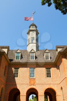 Royalty Free Photo of a Building With an American Flag