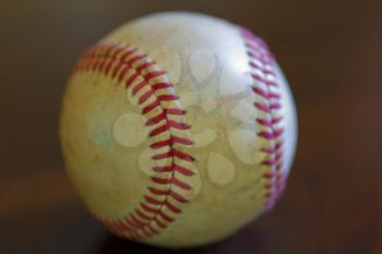 A close-up view of the old base ball