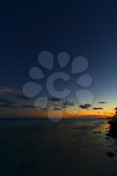 Sunset on the Caribbean beach.