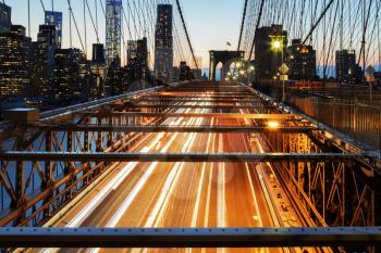 Bright lights of New York City at night.