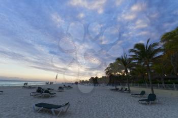 Sunset on the Caribbean beach.