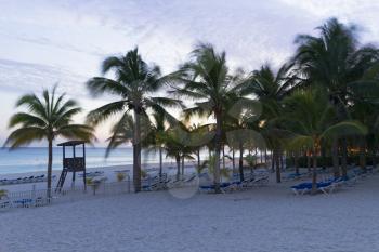 Sunset on the Caribbean beach.