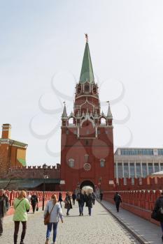 MOSCOW, RUSSIA - APRIL 8, 2015: Views of the territory of the Moscow Kremlin on April 8, 2015. The Kremlin is a fortified complex at the heart of Moscow, overlooking the Moskva River to the south, Sai