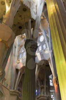 Barcelona, Spain - November 9, 2015: La Sagrada Familia is a UNESCO World Heritage Site, drawing an estimated 2.5 million visitors annually.