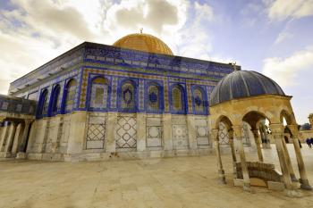 Jerusalem, Israel- March 14, 2017: View of the Dome Of the Rock- Islamic shrine located on the Temple Mount in the Old City of Jerusalem.