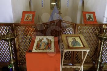 Russian Orthodox Icons in a monastery.