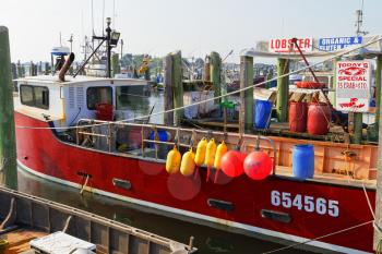 Galilee, Rhode Island, USA-May 11,2017: Galilee is a home to the largest fishing fleet in Rhode Island.