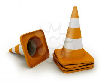 Royalty Free Clipart Image of Traffic Cones