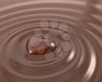 Shiny chocolate heart in a hot chocolate