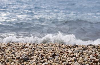 sea wave incident on the coastal shingle