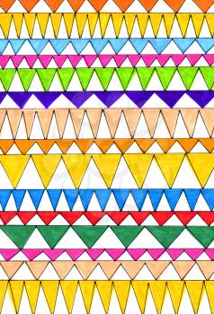 Bright abstract colorful triangles pattern on white background