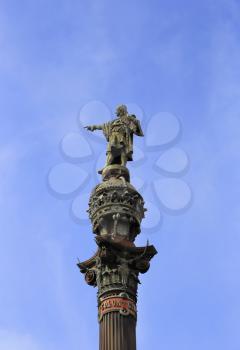 Monument of Christopher Columbus in Barcelona, Catalonia, Spain 
