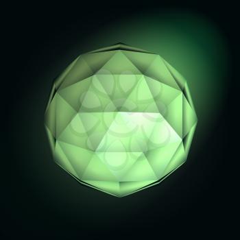abstract green crystal on dark background