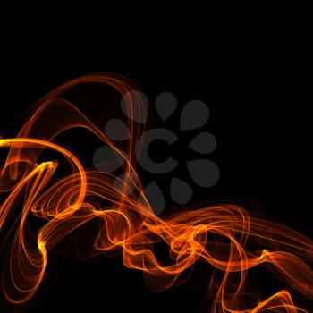 Hot bright fiery smoke on black background